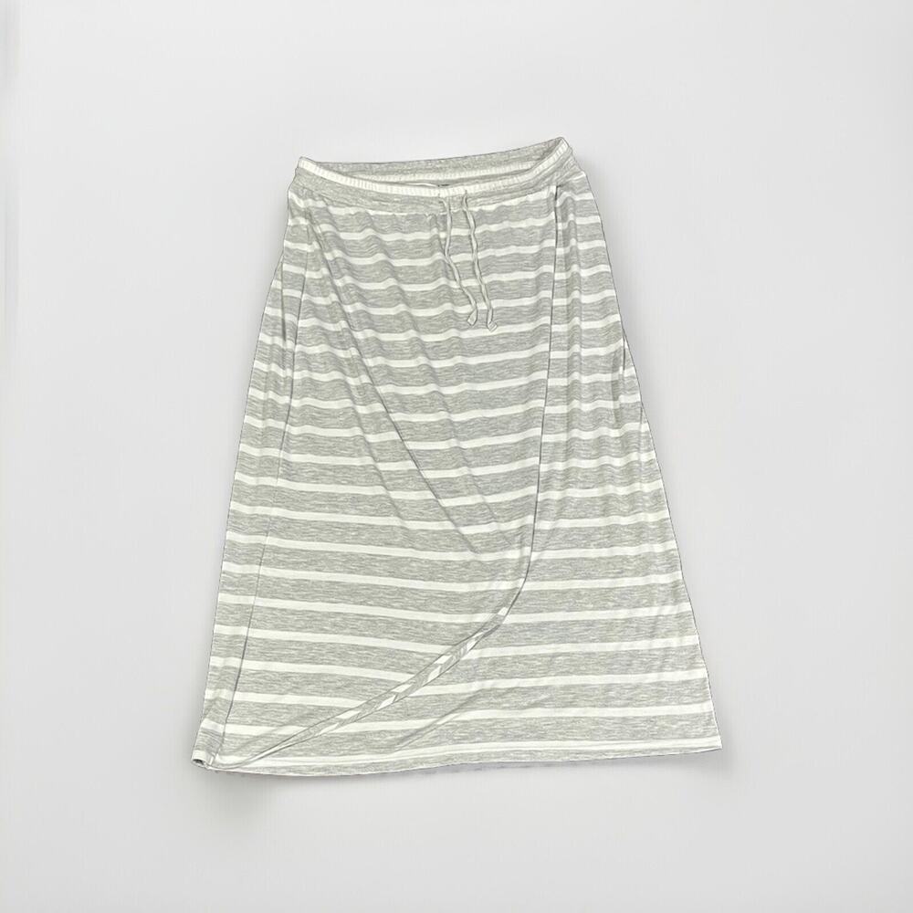 Sonoma Maxi Skirt Grey White Striped Drawstring Size PL
